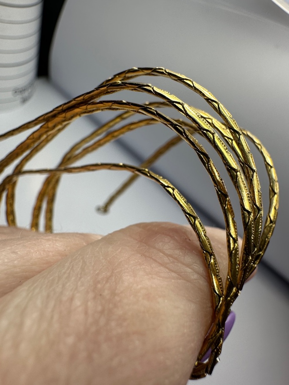 Monet Gold-Tone Textured LONG Chain Necklace 55” - Picture 6 of 10